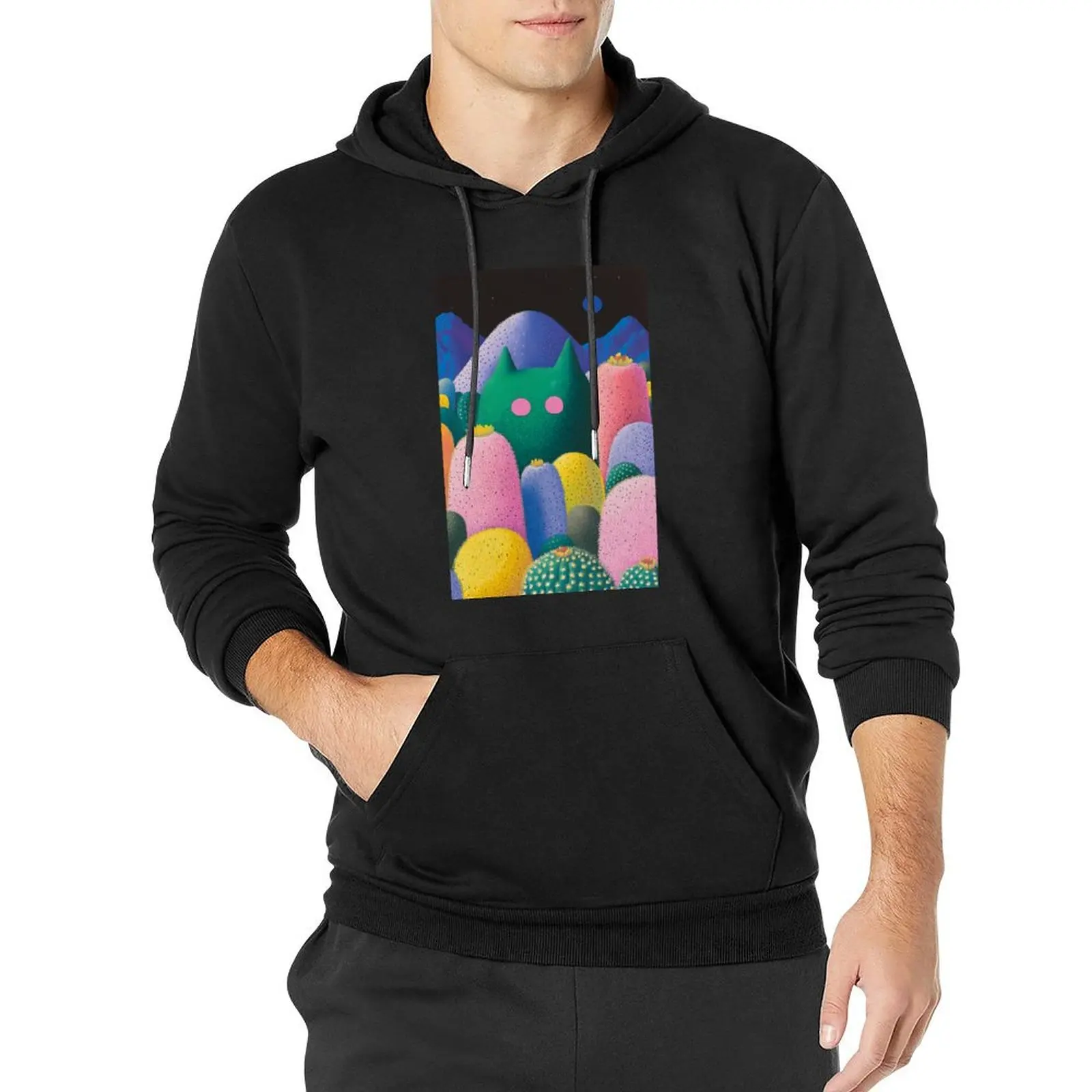 hiding among varied colorful cactus Pullover Hoodie men's winter sweater autumn tracksuits