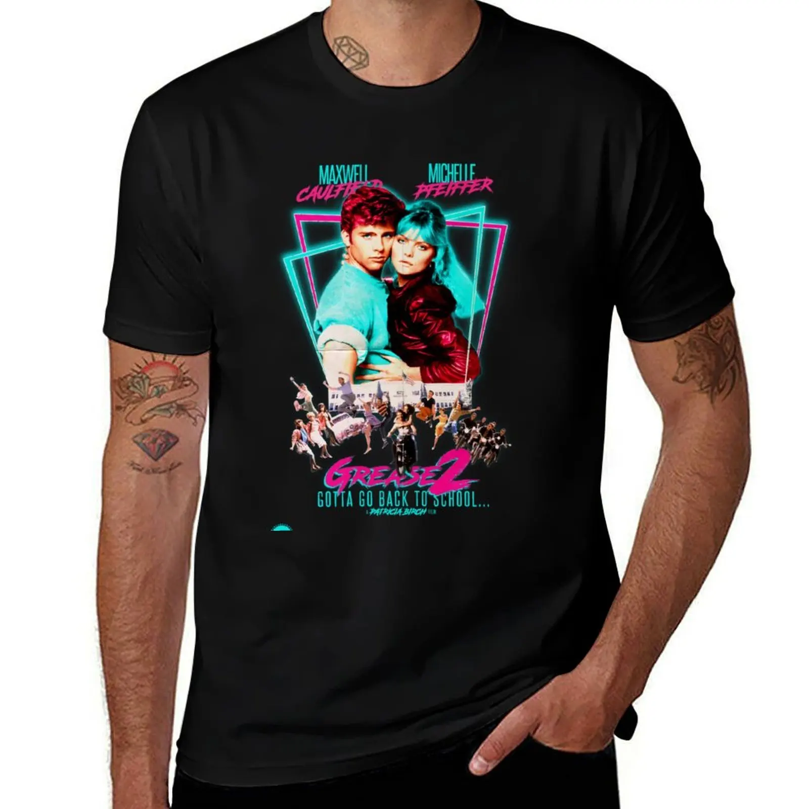 Neon 80's GREASE 2 T-Shirt Large Size Casual Tee Shirt T-Shirt