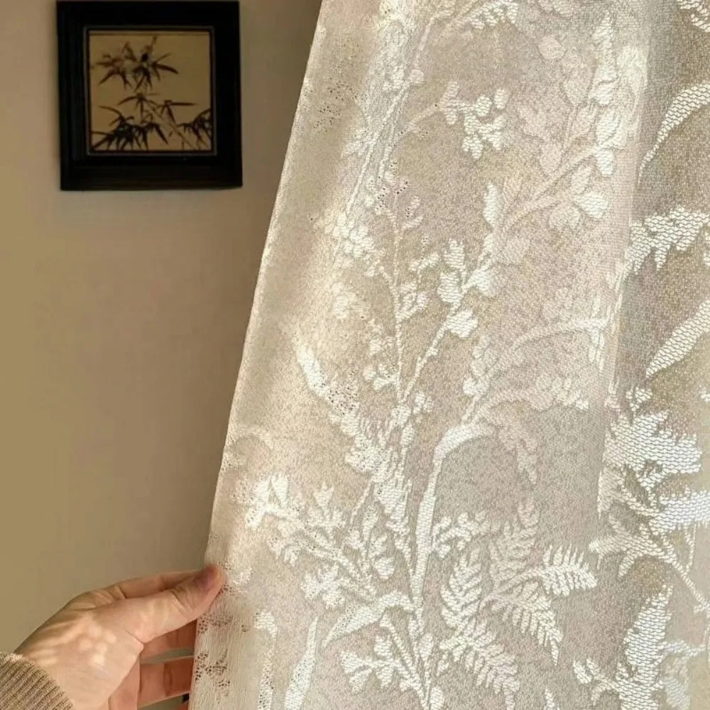 French Elegant Sheer Curtains for Living Room Luxury Tulle for Window Drapes for Bedroom Decor Tree Shadow Light Filtering