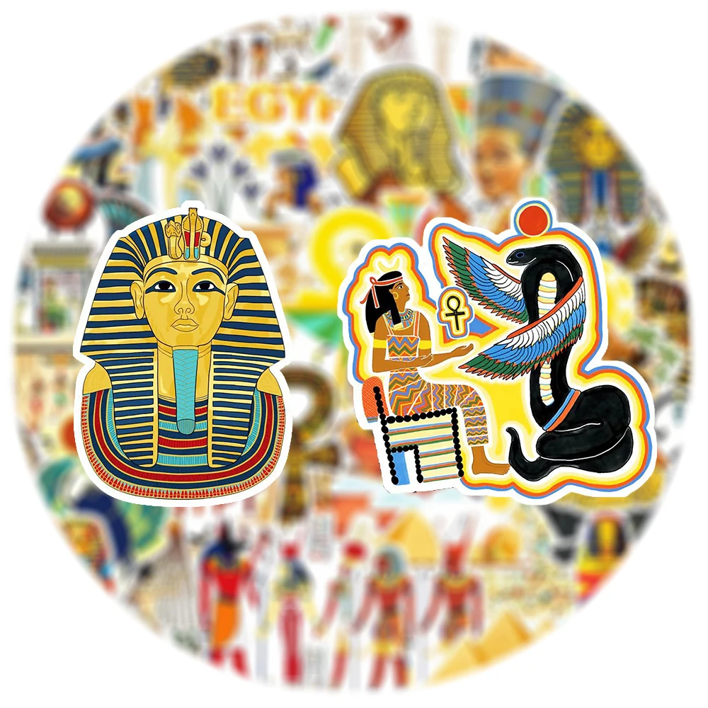 

10/30/50pcs Ancient Egyptian Cultural Graffiti Stickers Pyramid Pharaoh Cartoon Sticker Luggage Phone Scrapbook Decals Packing