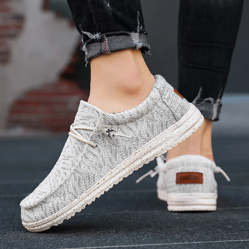 

Мужская обувь, прогулочные лоферы, кроссовки для отдыха, весна-лето, мужская обувь, новинка 2025, дышащая легкая уличная парусиновая обувь, большой размер