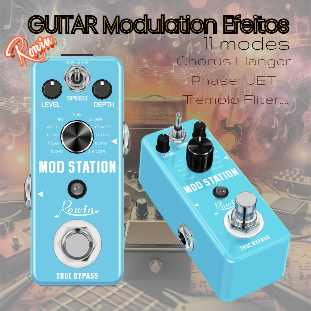 

Rowin Mod Station Pedal 11 Modes Classic Modulation Effect Chorus Flanger Phaser JET Tremolo Fliter Efeitos R-13 Pedal Guitarra