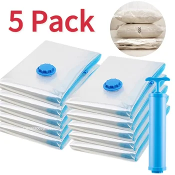 3/5PCS Vacuum Storage Bags For Clothes,Bedding,Space Saving Bags Storage Vacuum Seal Packet,Folding Compressed Organizer Bag 1
