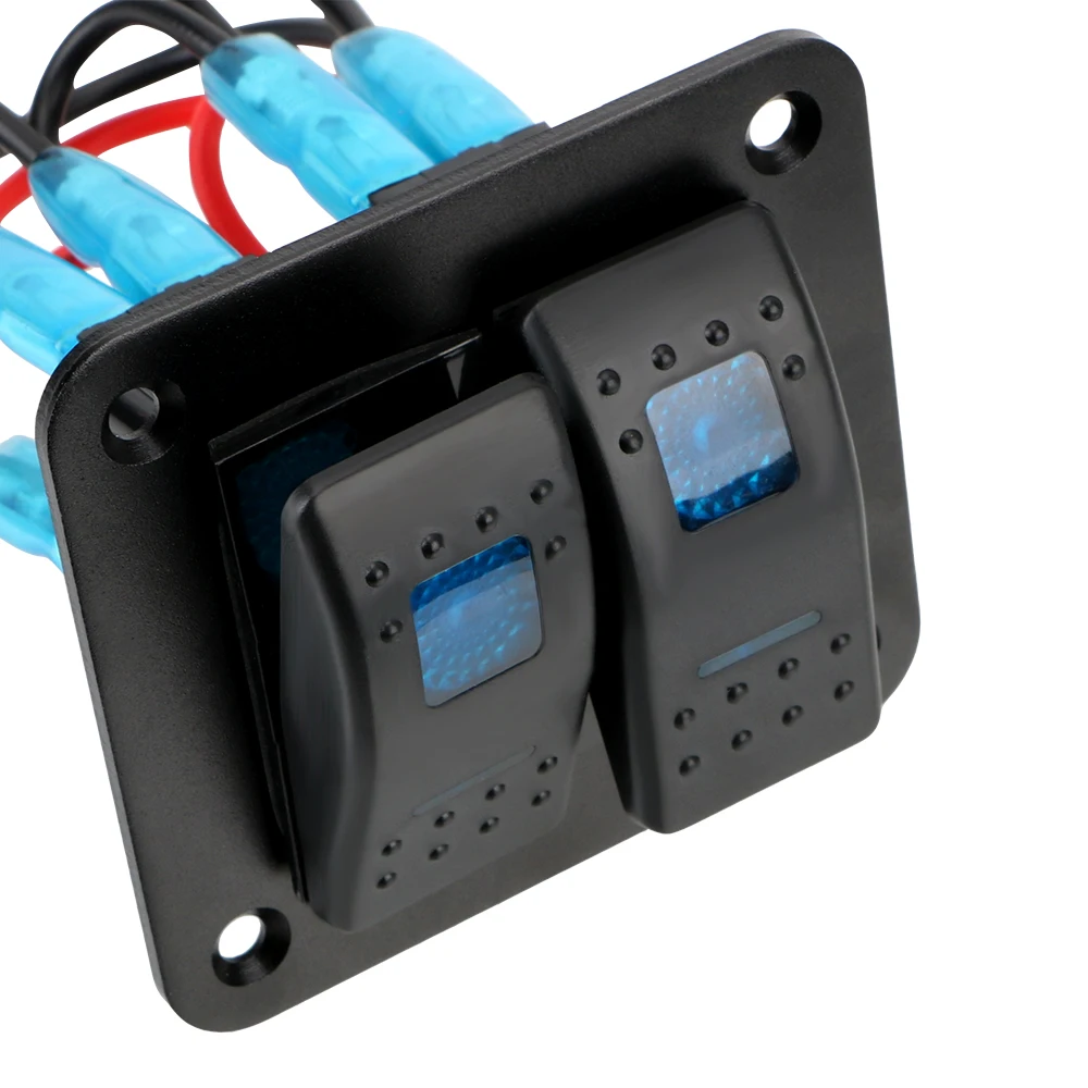 لسيارة RV السفر مقطورة البحرية قوافل التخييم LED لوحة التبديل مقاوم للماء 2 عصابة لوحة مفتاح متأرجح 12-24 فولت قطاع دارة