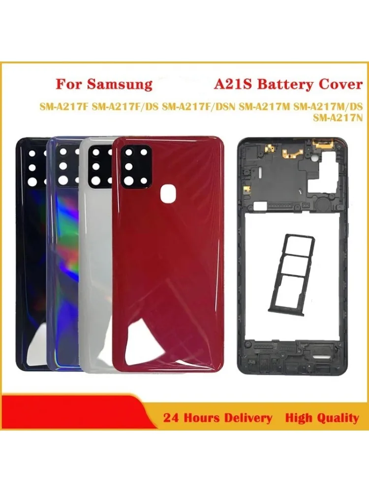 Dla Samsung Galaxy A21s A217 A217F Obudowa telefonu Środkowa ramka chaiss Bateria Tylna pokrywa Tylna pokrywa Panel Pokrywa aparatu Szklany obiektyw — zdjęcie produktu 6
