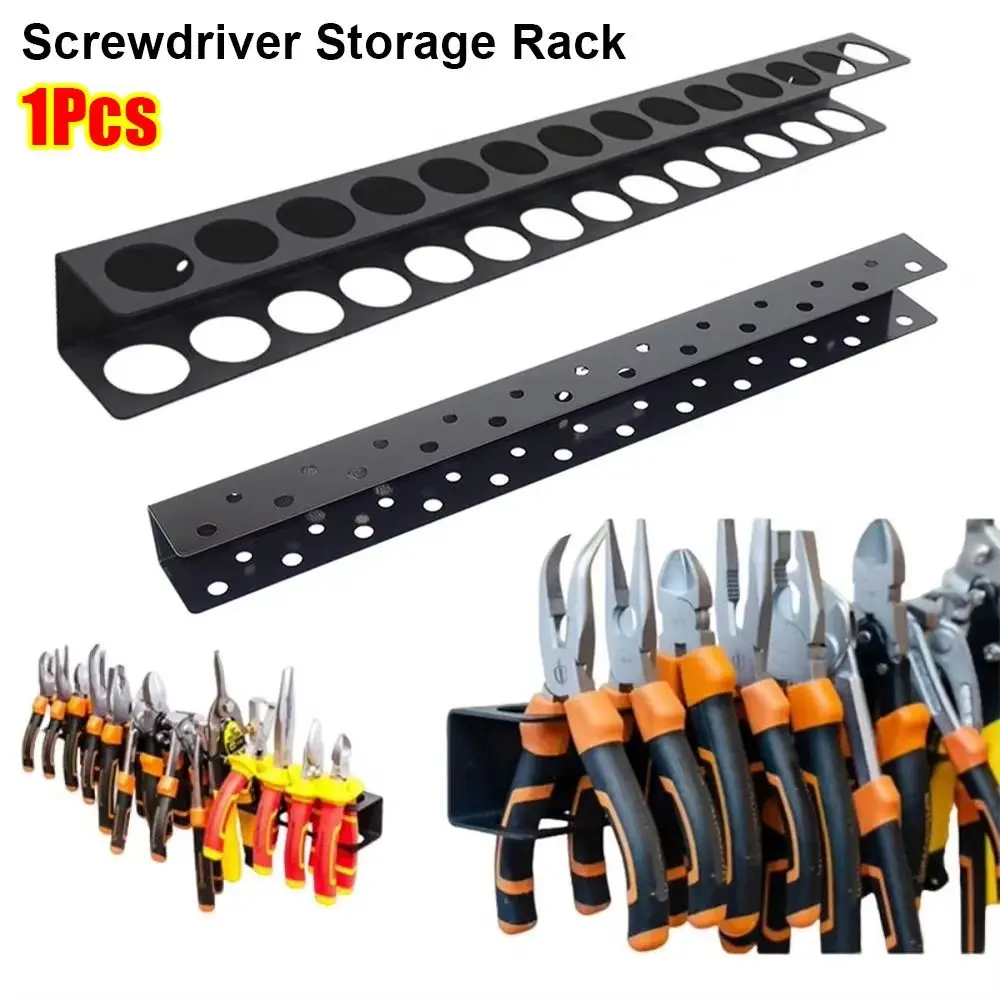 

1Pcs Wall Mount Screw Organizer Heavy Duty Black Screwdriver Storage Rack Steel Pliers Organizer Holder Hardware Tool Organizer