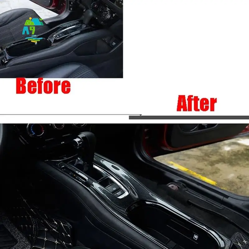 

A09E-углеродное волокно, центральная панель управления переключением передач, накладка, аксессуары для интерьера, подходит для Honda HR-V HRV 2015-2019