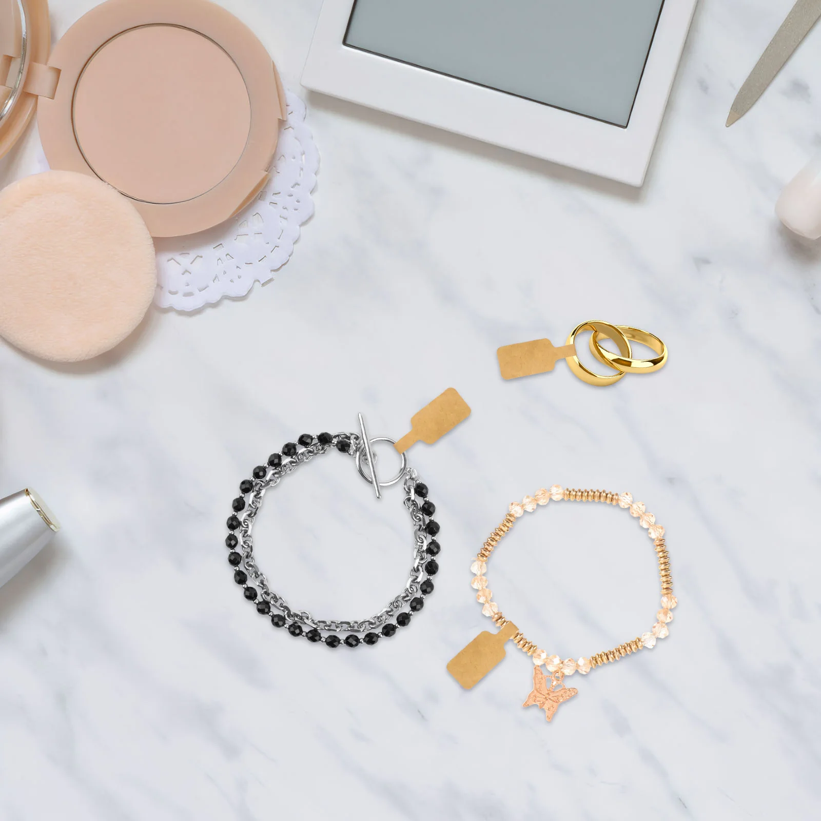 

500Pcs Blank Jewelry Price Labels Self Stick Kraft Paper Tags for Jewelry Clothing Merchandise Display Writable Price Identify