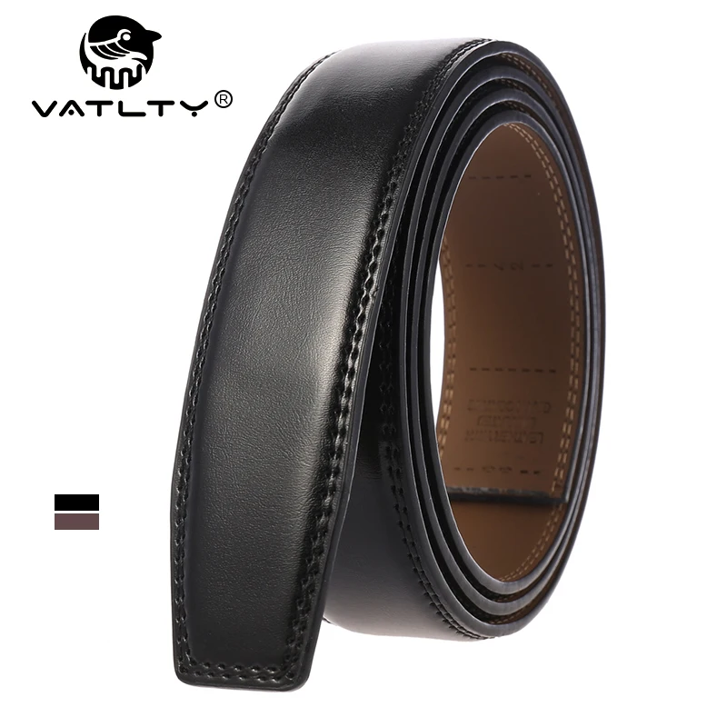 VATLTY 3.5cm Leather Belt Without Buckle Natural Cowhide Non-porous Boss Belt for Men 130cm Brown Belt Male Girdle Waistband