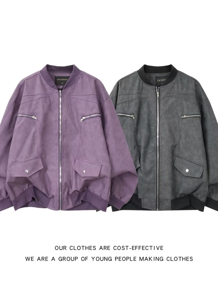 

Loose Fit Men's Jaet Hip Hop Street Sle Hong Kong Faion Spring Autumn Casual Coat Korean Harajuku Iuenced Outerwear