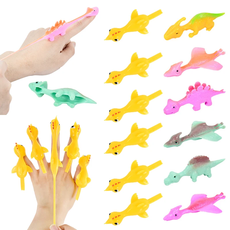 

5-50PCS Catapult Launch Dinosaur Slingshot Chick Toy Light Rubber Finger Flying Birds Sticky Decompression Toy Kids Favor Gifts