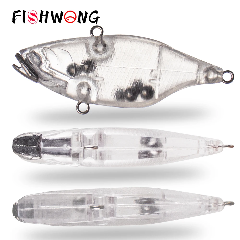 

FISHWONG 15PCS / LOT Unpainted VIB Blank Lure 6.5CM 10G Vibration Blank Artificial Hard Bait Lip Less Crankbait DIY Fishing Lure