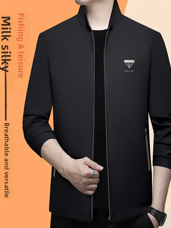 

Spring Autumn Men's Stand Collar Jaet Outerwear Tucano Wooden Du New 2025 Milk Silk Lightweight Fiing Dad Coat