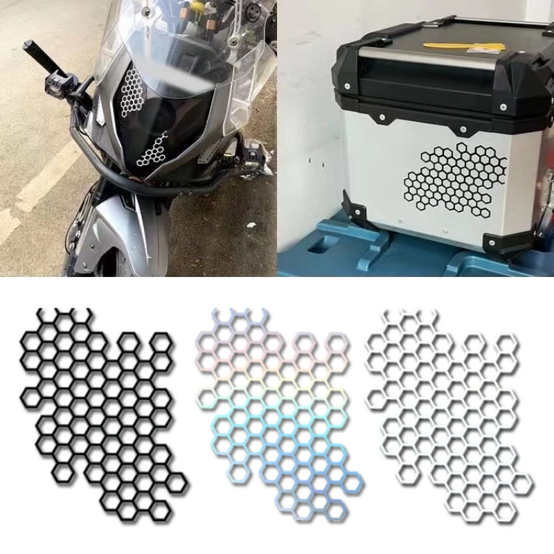 Honeycomb Decorative Stickers For HAOJUE QJMOTOR CFMOTO VOGE SYM KOVE KYMCO BENELLI APRILIA HONDA YAMAHA KAWASAKI BAJAJ DUCATI