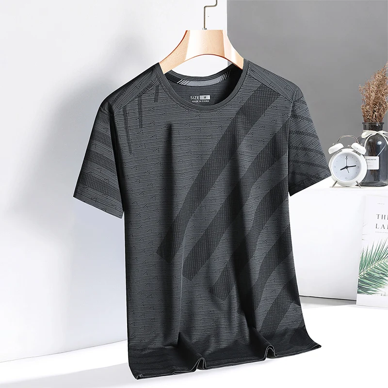 Quick Dry Sport T Shirt Men\'S 2024 Short Sleeves Summer Casual Black OverSize 3XL Top Tees GYM T-Shirt Tshirt Clothes