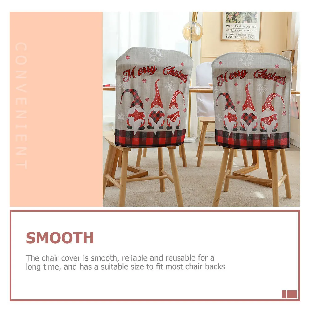 

Christmas Chair Cover Linen Non-Woven Dining Room Chair Back Protector Slipcover Holiday Kitchen Decoration