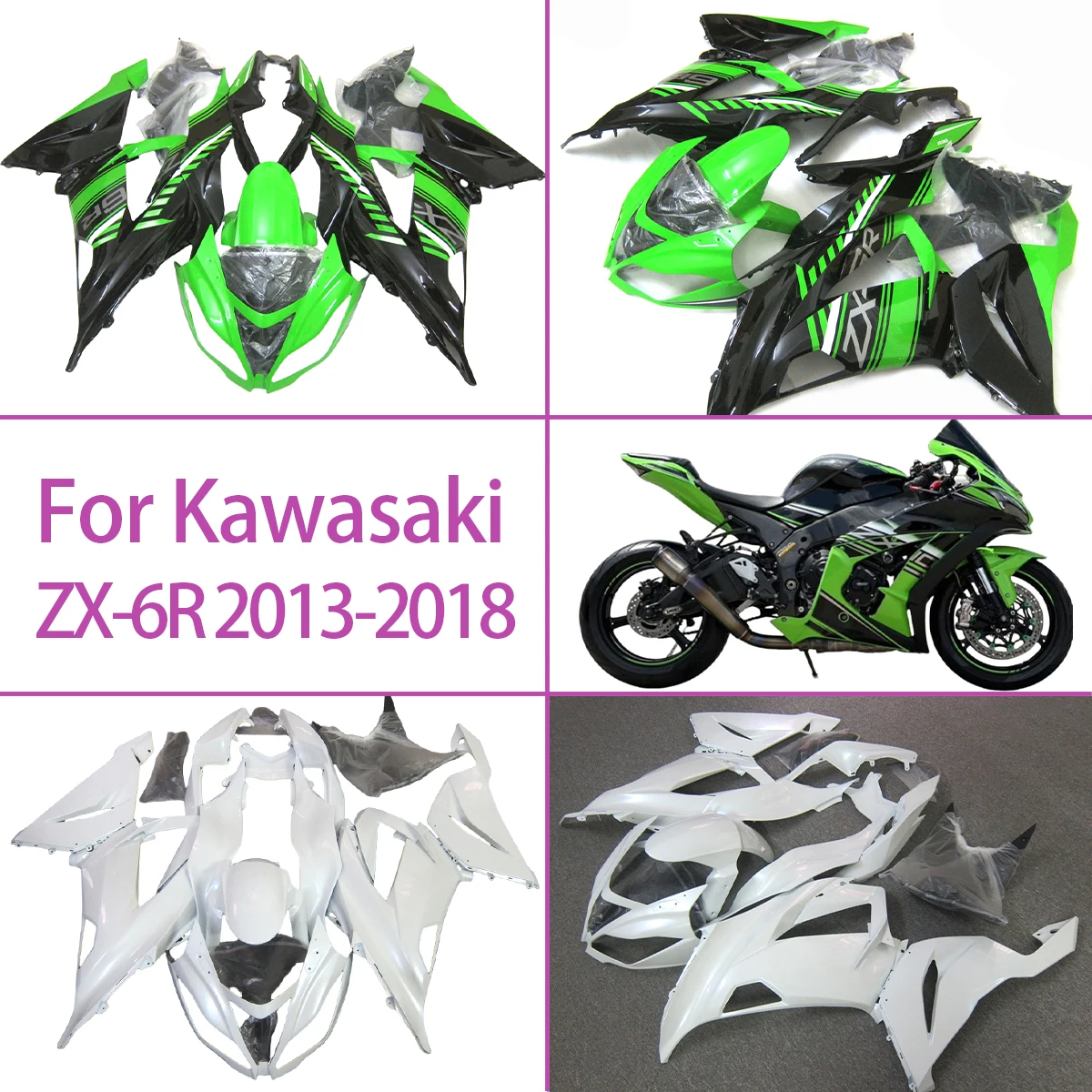 

2013-2018 ZX-6R Высококачественный комплект обтекателя для 13-18 Kawasaki ZX-6R, полный инъекционный чехол для кузова мотоцикла