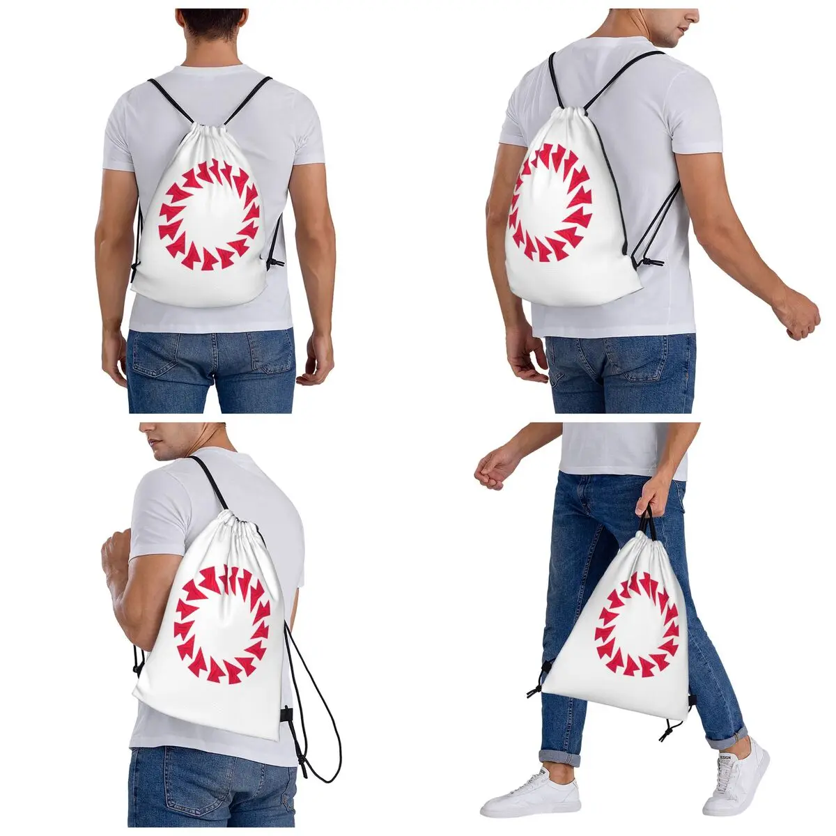 Red Mandala Backpacks Casual Drawstring Bundle Pocket Storage Bag Book Bags for Travel School