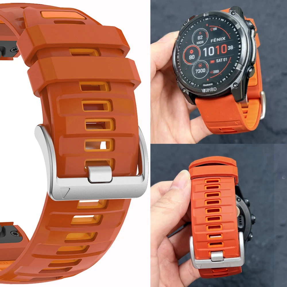 22mm 26mm Silicone Watchband for Fenix 8 9 Pro Solar 47mm 51mm Sport Strap For Garmin Tactix 8/Quatix8 970 965 QuickFit Bracelet