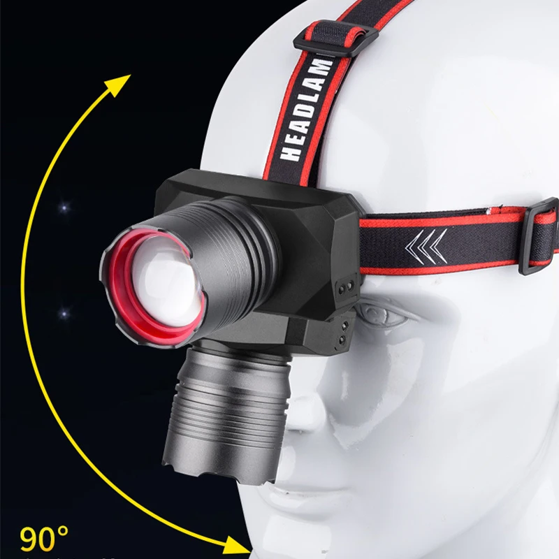 Super Bright Three-light Source LED Headlamp IR Motion Sensor Headlight USB Rechargeable Head Lamp Telescopic Zoom Head Torch