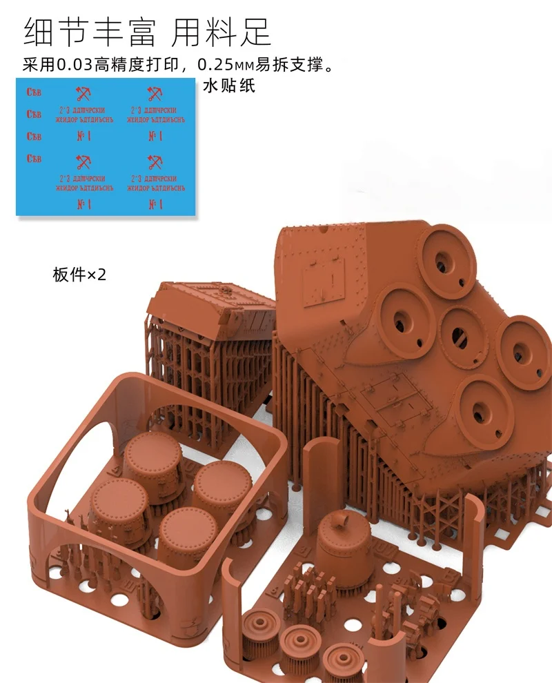 QW Q09007 1/72 Scale Russian Armoured Railcar Heavy Type Assembly Model Kit （2 in1）