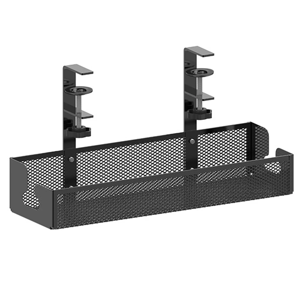 Under Table Cable Management Trays No Drill Clamp Mounted Cord Organizer Socket Storage Rack for Managing Cables Power Strips