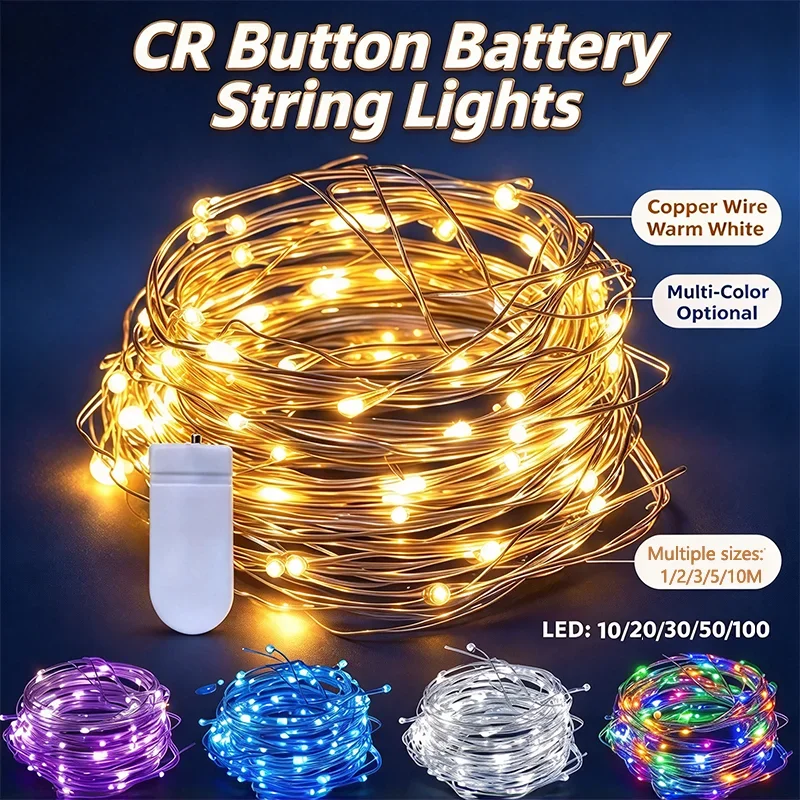 1Pack Fairy Light String Led Copper Wire String Light 1/2/3/5/10M Battery Powered for Bedroom Garden Party Wedding Decoration