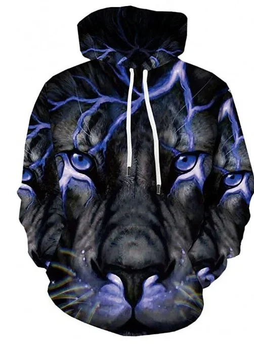 Foreign Trade Cross-border Amazon Lion Animal 3D Digital Printing AliExpress Men\'s and Women\'s Trend Casual Fashion Hoodie