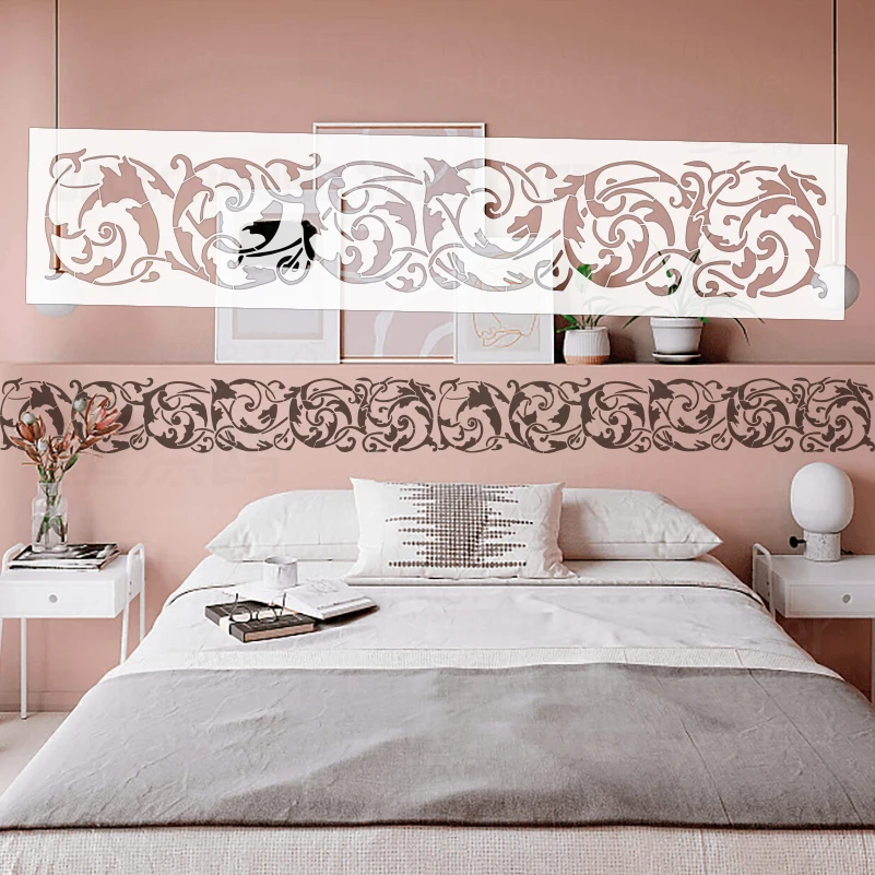 

Трафарет для талии 90-120 см, настенный для рисования, декоративный декор, гипсовый шаблон для краски, дополнительный разделитель, винтажный рококо S555