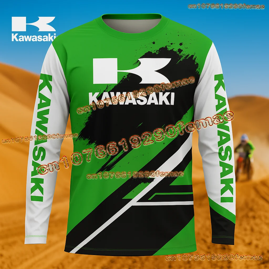 Kawasaki – maillot de vélo de saleté pour hommes, manches longues, séchage rapide, confortable et respirant, chemise de moto