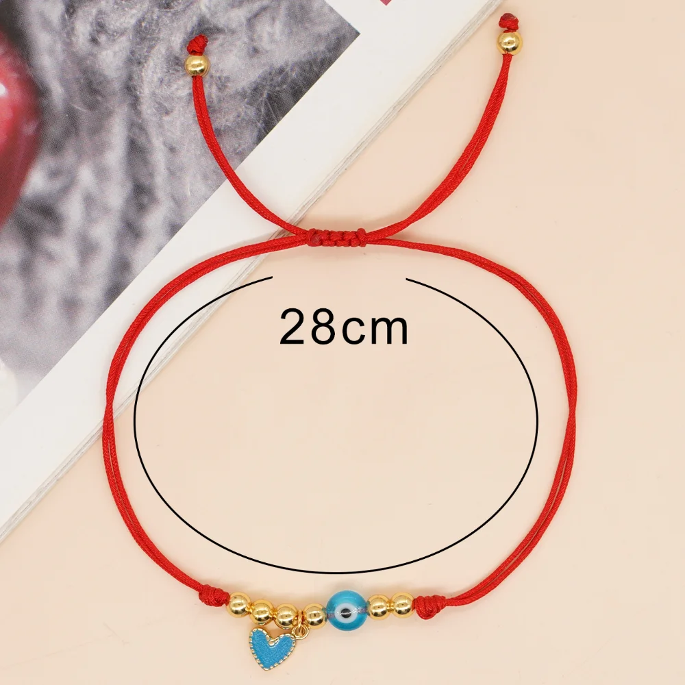 Lucky Red Rope Friendship Bracelets Miyuki Heart Eye Gold Plated Beaded Bracelet Handmade Adjustable Jewelry Gift for Girl