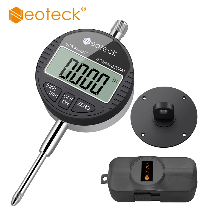 Neoteck DTI Digital Dial Indicator 0.01/0.0005\'\' Digital Probe Indicator Dial Test Gauge Range 0-25.4mm/1\'\' Dial Test Indicators