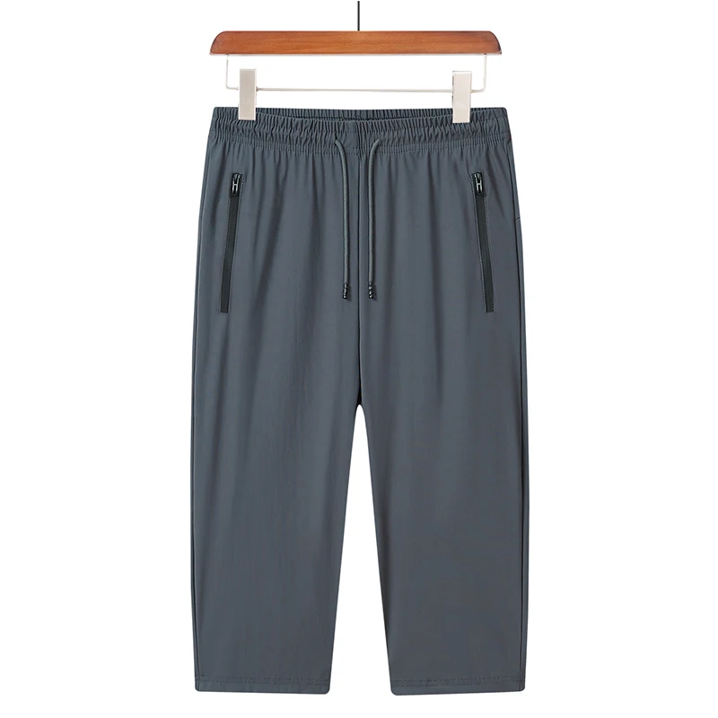 

New Summer Ice Silk High Quality Men's Sports Capris Cool Breathable Sweat-absorbing Quick Drying Outdoor Fitness Casual Pants
