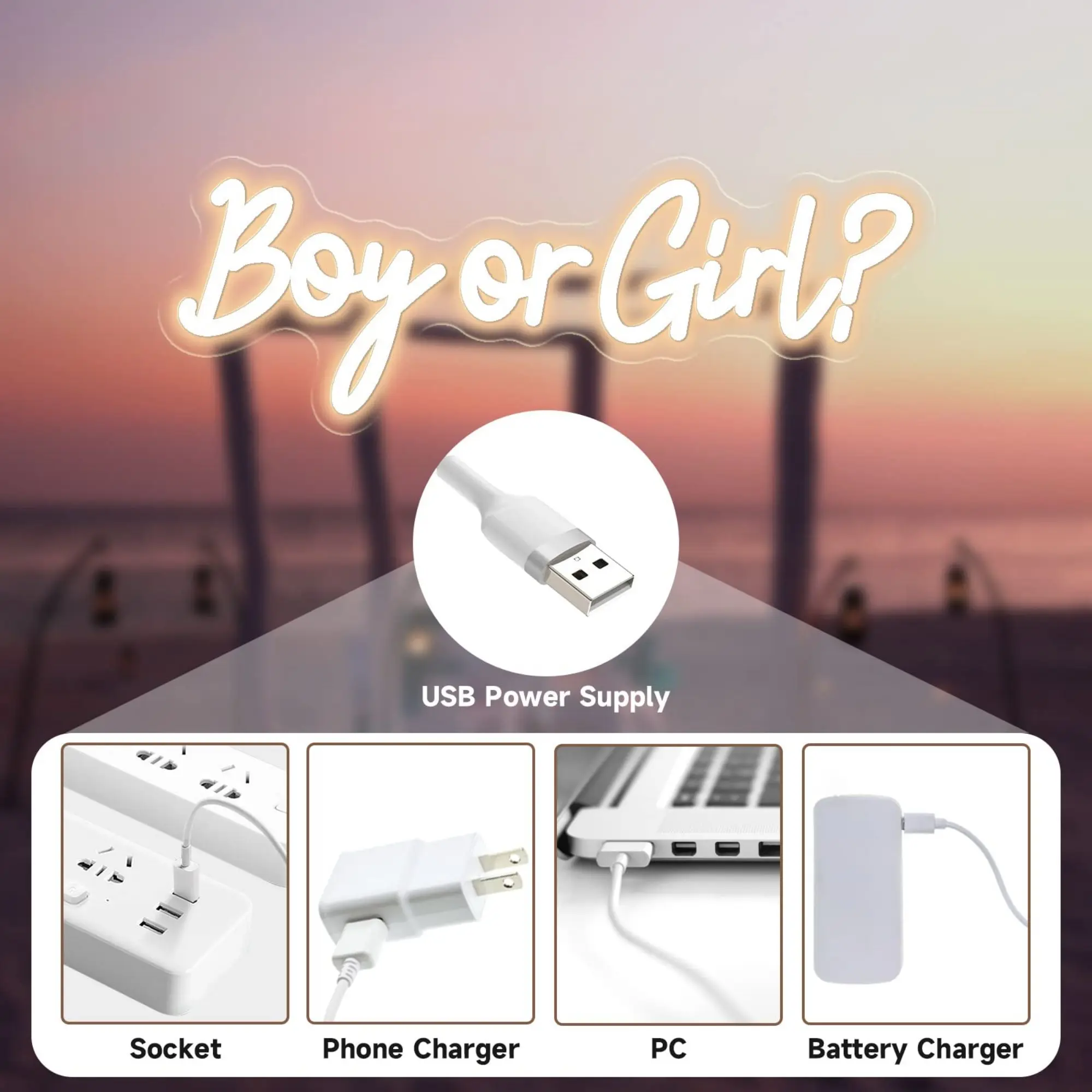 Insegna al Neon per ragazzo o ragazza per la decorazione della parete, grande insegna a luce al Neon a LED dimmerabile USB per Baby Shower, decorazione della stanza delle feste di rivelazione di genere