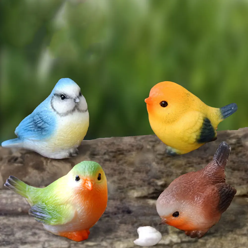 

4Pcs Miniature Resin Birds Realistic Bird Garden Lawn Ornaments Indoor Outdoor Yard Decorative Statue Set Resin Birds
