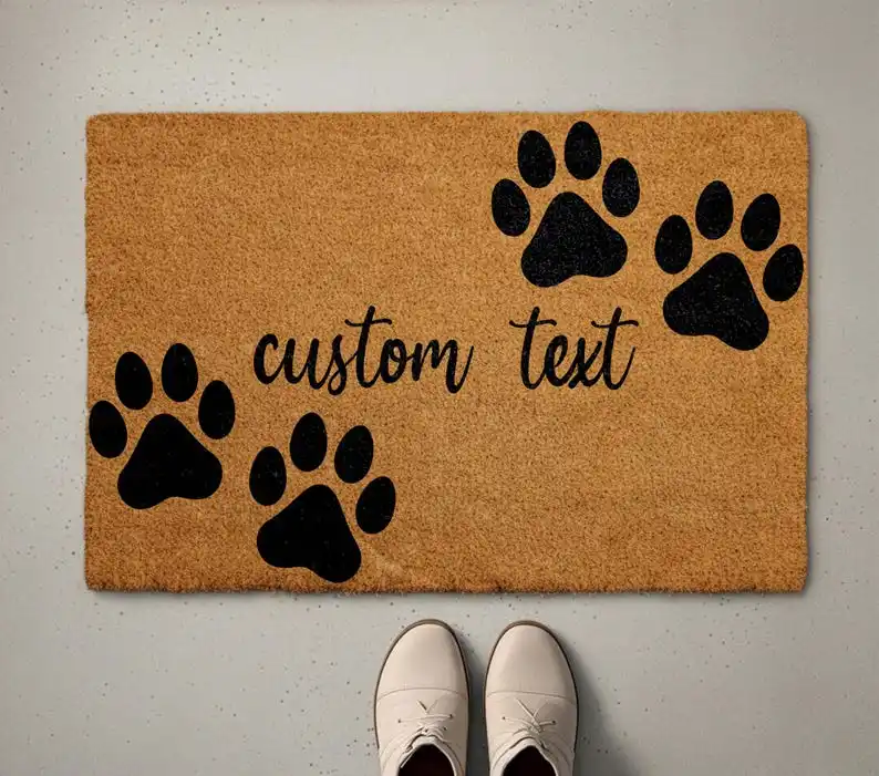 Custom Text Pet Paw Print Welcome Mat Trendy Cozy Personalized Pet Lover Doormat Dog House Entrance Decor Pets Owner Durable Rug