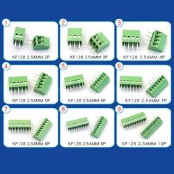 10/5PCS KF128 2.54mm Pitch PCB Screw Terminal Block Connector 2P 3P 4P 5P 6P 7P 8P 10P 12P 16P Terminals for 18-26AWG Cable