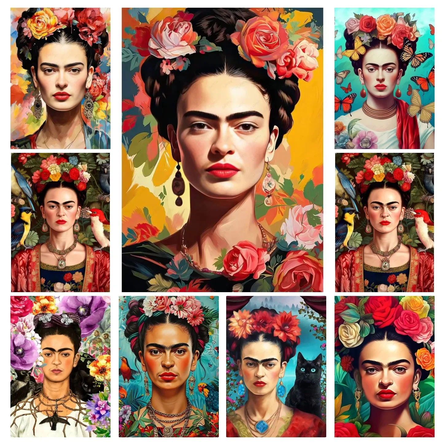 Adult Jigsaw Puzzle 500/1000Pieces Puzzle Vintage Artist Frida Kahlo Design Puzzle Decorative Painting Exercise Brain Thinking