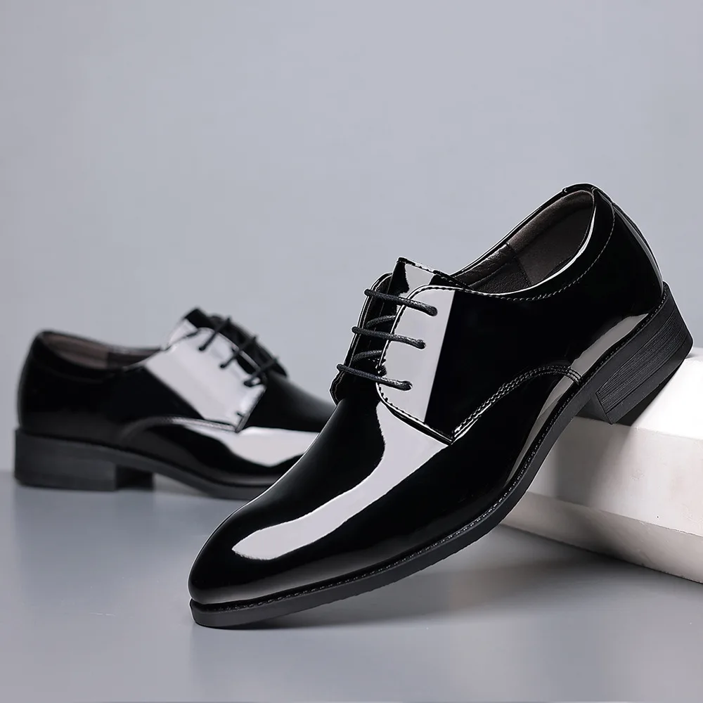 New  Autumn Men\'s Business Large Dress Shoes Groom Wedding Shoes Casual Leather Shoes Black Mens Shoes Sneakers