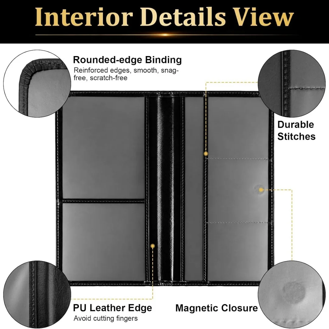Premium PU Leather Car Registration Insurance Holder Automotive Document Organizer Driver License Card Wallet Waterproof