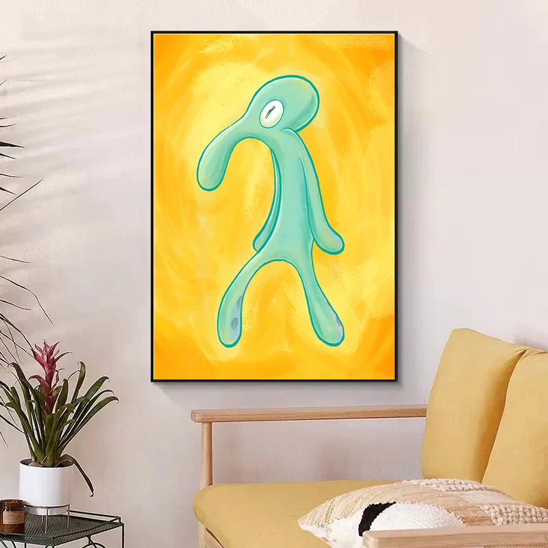جريء و Brash معرض الفن قماش اللوحة يطبع المشارك الكرتون مضحك Squidward جدار صورة فنية الشمال غرفة المعيشة ديكور المنزل