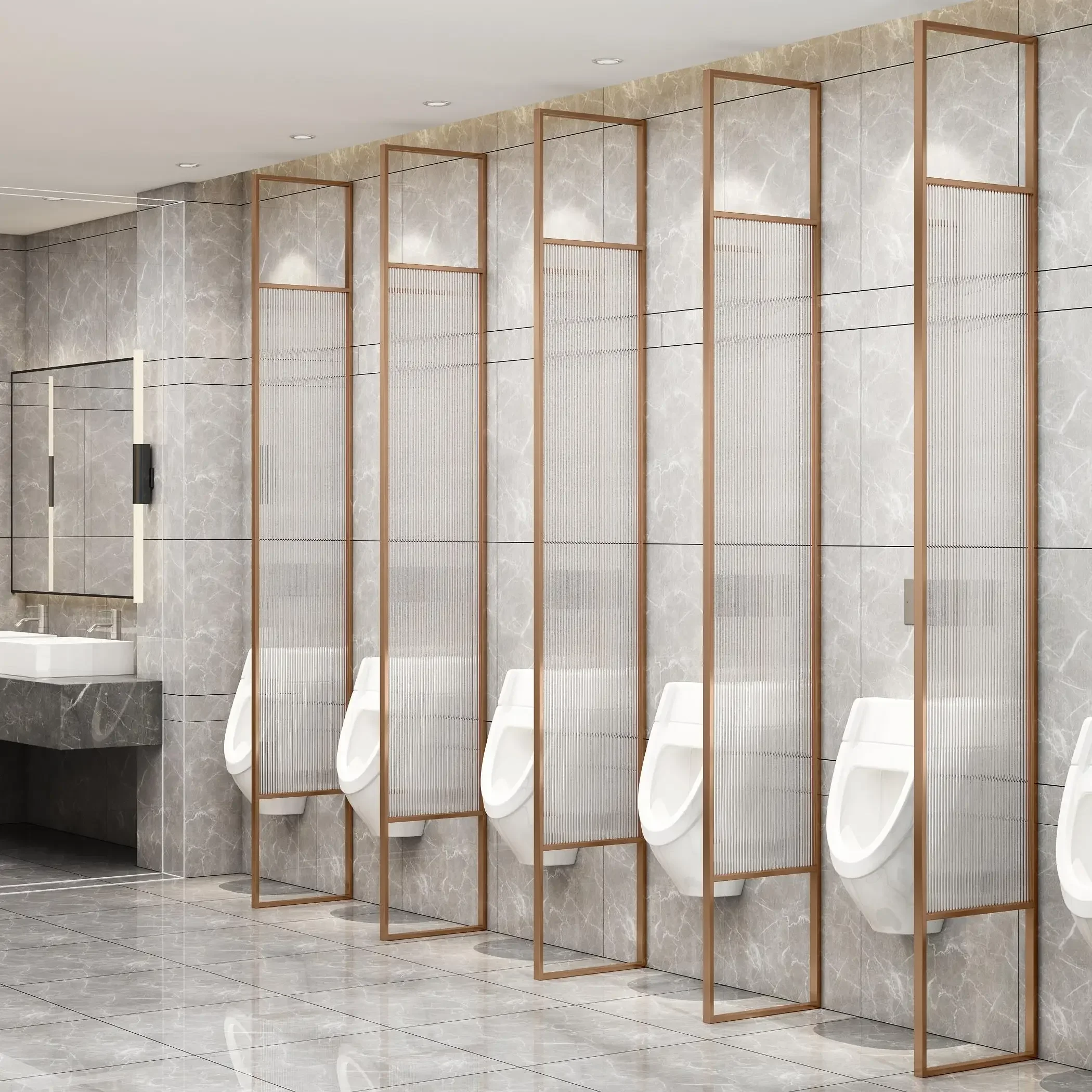 Public bathroom Hotel service area Men's toilet Urinal shelter Changhong glass partition