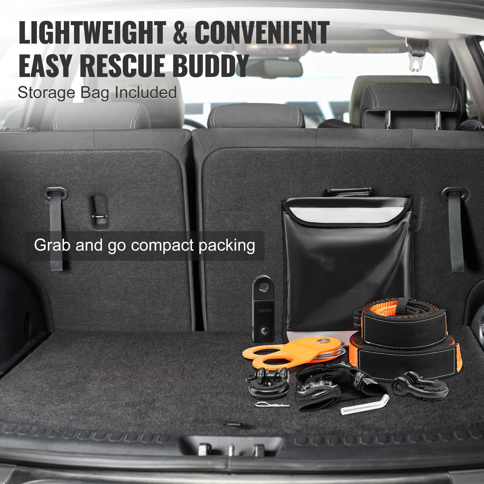 مجموعة أدوات استعادة الونش للطرق الوعرة من SucceBuy مع أشرطة سحب 30000 رطل وأغلال على شكل حرف D وحقيبة تخزين كتلة انتزاع لشاحنة جيب ATV