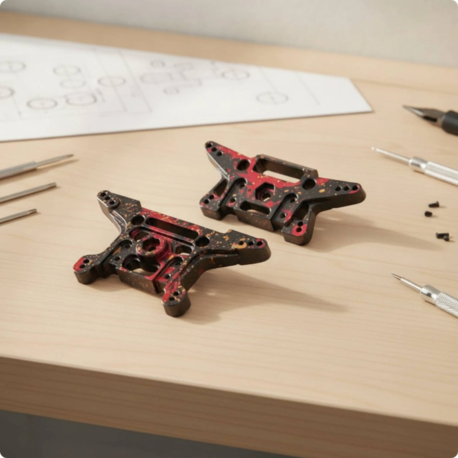 2 Pieces Shock Absorber Brackets Aluminum Front and Rear Shock Mounts Damping Mounts Exact Fit Damping Bracket Mounting