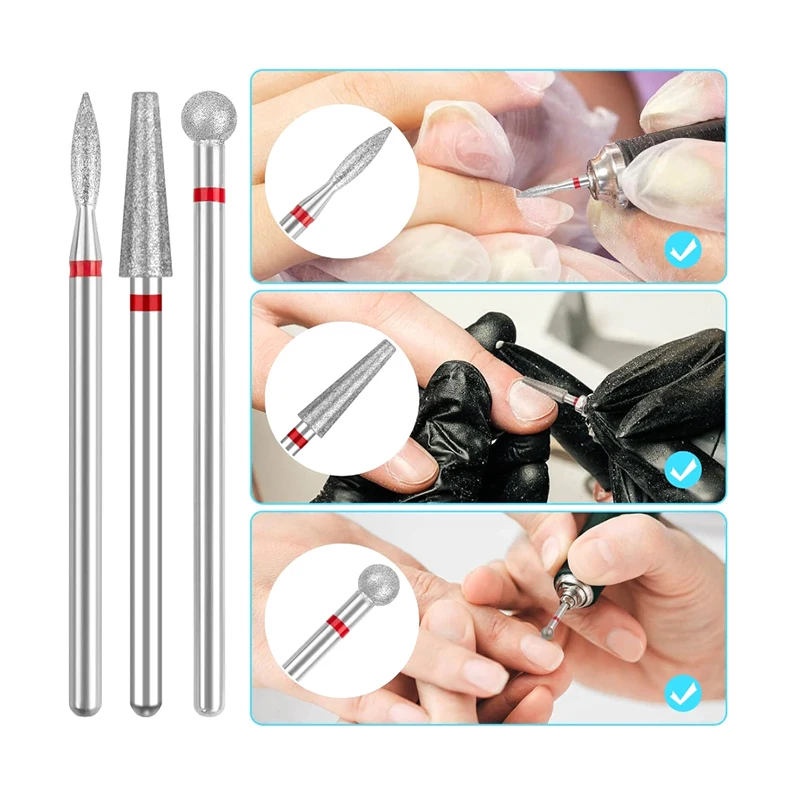 6/8Pcs Diamond Nail Art Electric File Drill Bits Polishing Grinding Head Manicure Pedicure Machines Tool Accessories Set