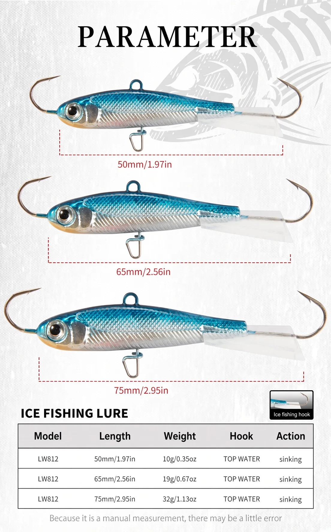 Hunthouse Eisfischköder Winterköder 50/65/75 mm 10/19/32 g Jigging Balancer Bass Hecht Karpfen Barsch Angelgerät Harte Köder Köder – Detail 5