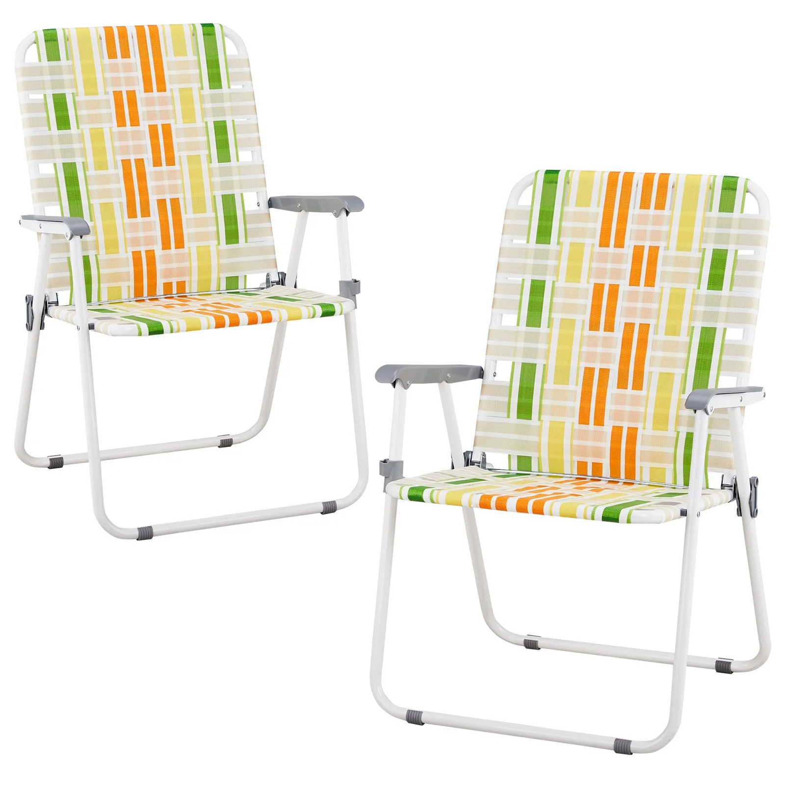 2 Pack Portable Folding Web Chair Beach Chair Outdoor Indoor Webbed Strap