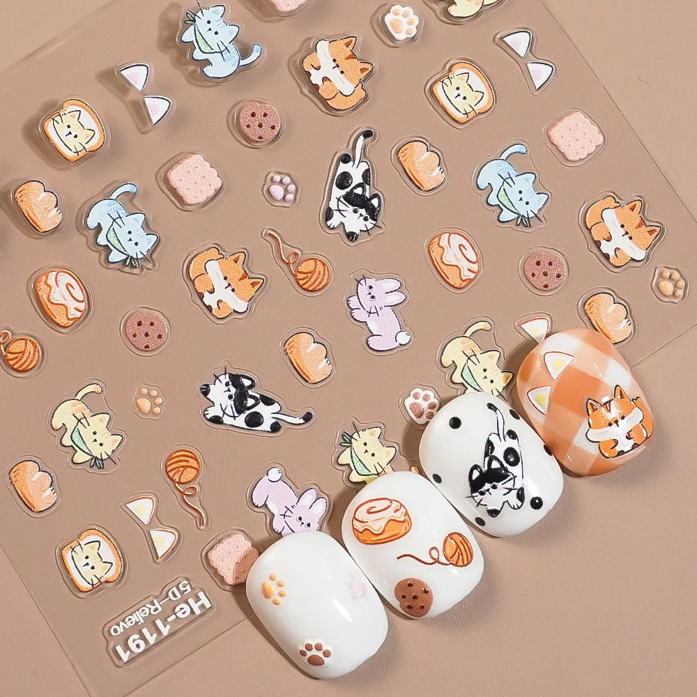 

Japanese Kawaii Cat & Dog 3D Nail Art Stickers Cute Cartoon Animal Nail Decals for Girls