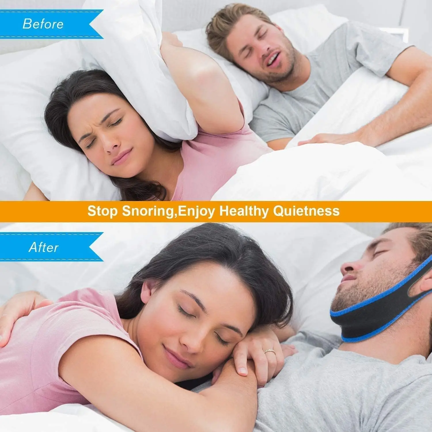 1pc Anti Snore Chin Strap Stop Snoring Snore Belt Sleep Apnea Chin Support Straps For Woman Man Health Care Sleeping Aid Tools