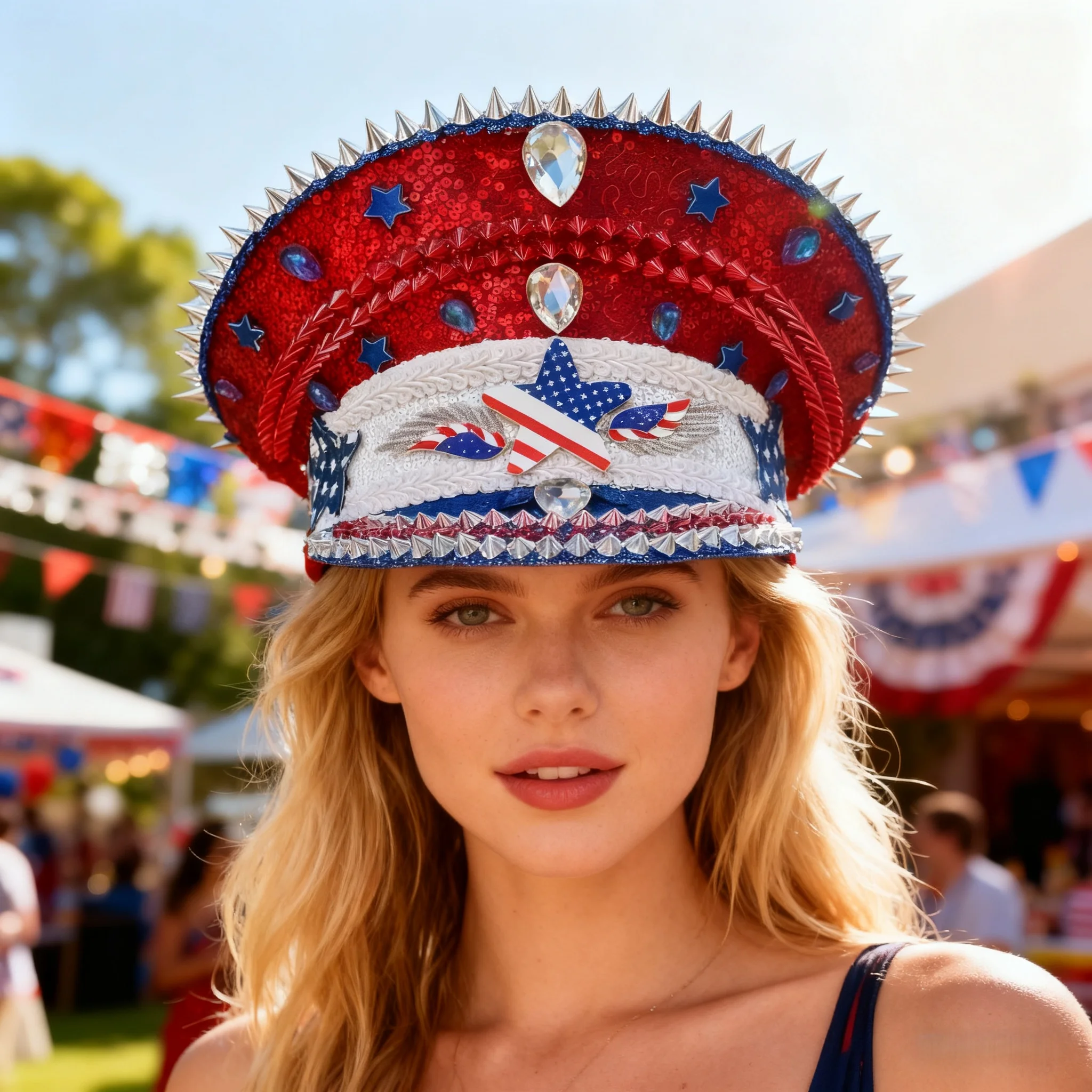 HongLuan  Halloween Costume Hat, Captain Hats Rhinestone for Burning Man Festival Woman, Cosplay Female Accessories